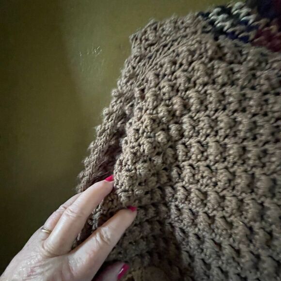 Vintage size XL granny Square popcorn knit oversized cardigan. - Picture 8 of 11